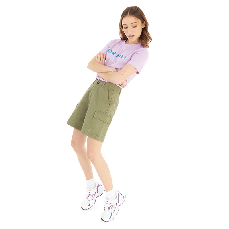 French Connection Womens Cargo Pocket Shorts Khaki