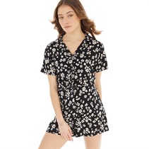 French Connection Womens Shasta Daisy Print Playsuit Black