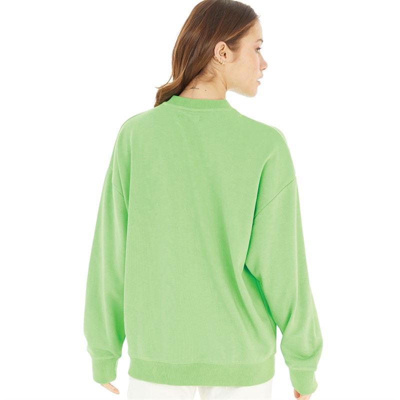 French Connection Womens FCUK Oversized Sweatshirt Poise Green/White