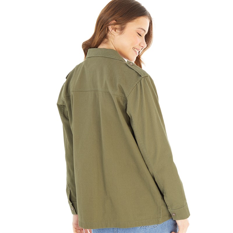 French Connection Womens Pocket Utility Jacket Khaki