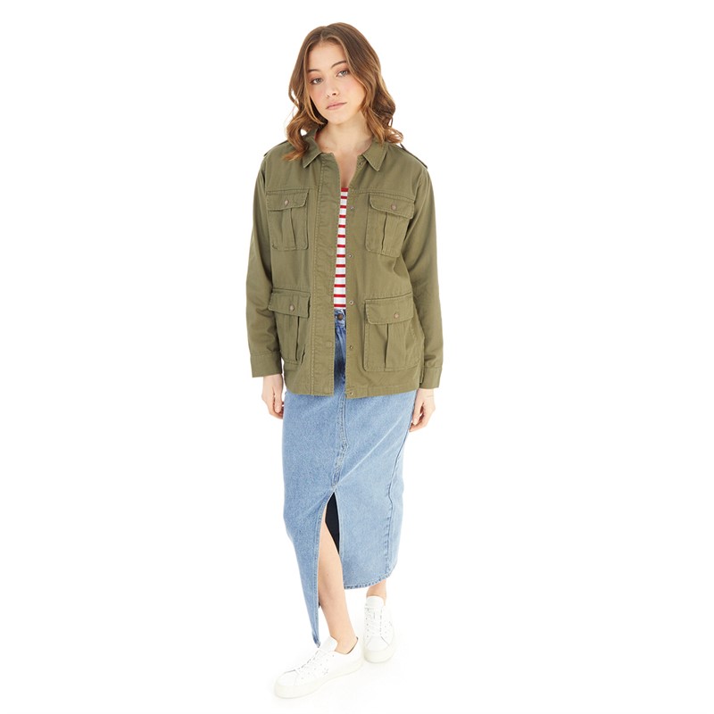 French Connection Womens Pocket Utility Jacket Khaki