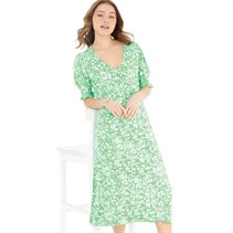 French Connection Womens Florale Button-Thru Midi Dress Poise Green/White