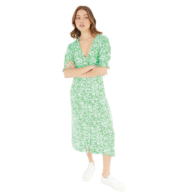 Buy French Connection Womens Florale Button Thru Midi Dress Poise Green White