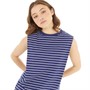 French Connection Womens Padded Shoulder Stripe Tank Dark Navy/White