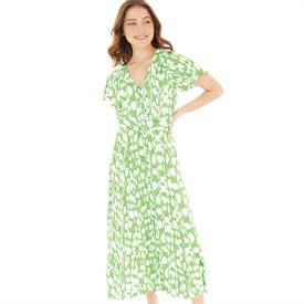 Buy French Connection Womens Riley Long Belt Dress Poise Green White