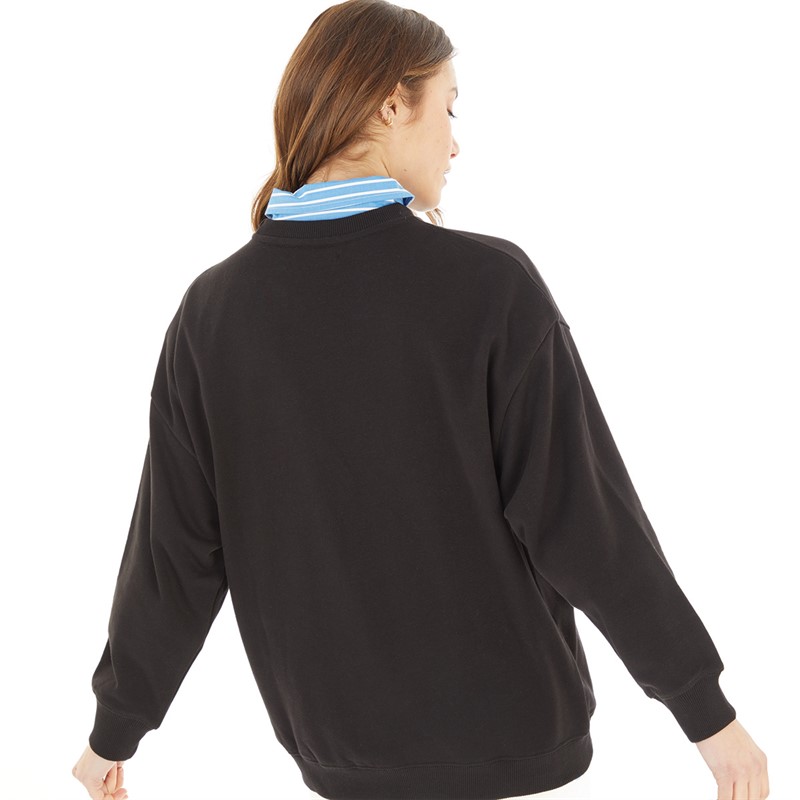 French Connection Womens FCUK Oversized Sweatshirt Black/White