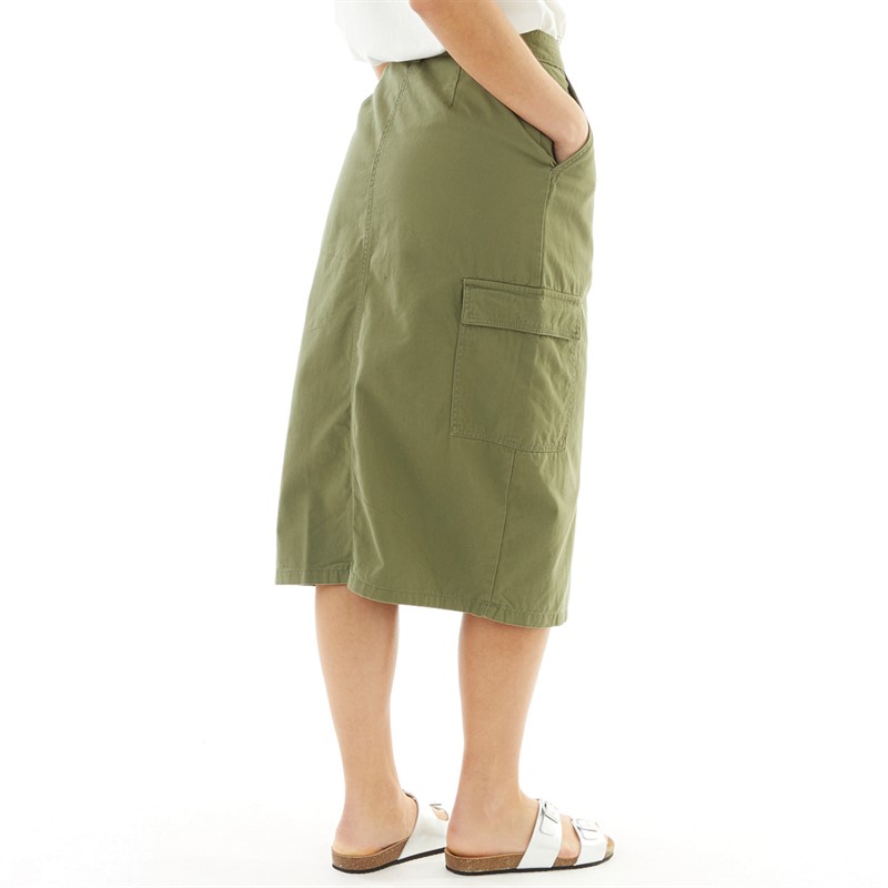 French Connection Womens Cargo Midi Skirt Khaki