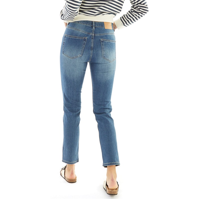 French Connection Womens High Rise Slim Straight Jeans Blue Mid