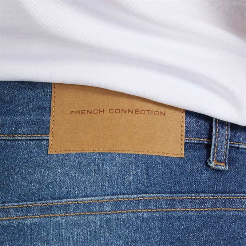 French Connection Womens High Rise Slim Straight Jeans Blue Mid