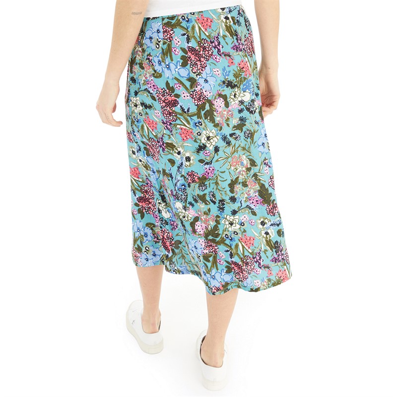French Connection Womens Blossom Drapey Button Midi Skirt Still Water