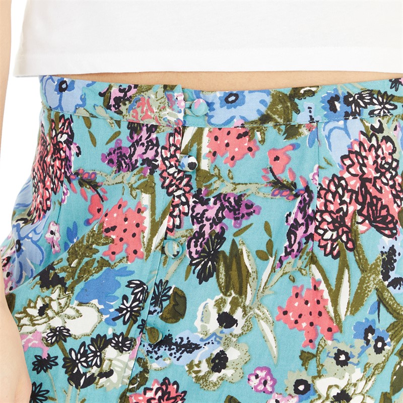 French Connection Womens Blossom Drapey Button Midi Skirt Still Water