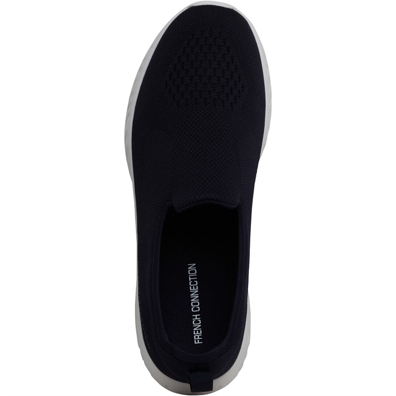 French Connection Mens V5 Slip-On Trainers Navy/White