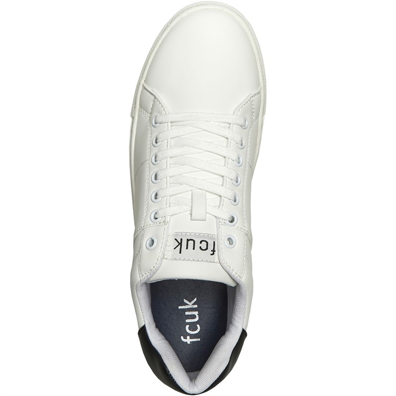 French Connection Mens FCUK Contrast Heel Trainers White/Black