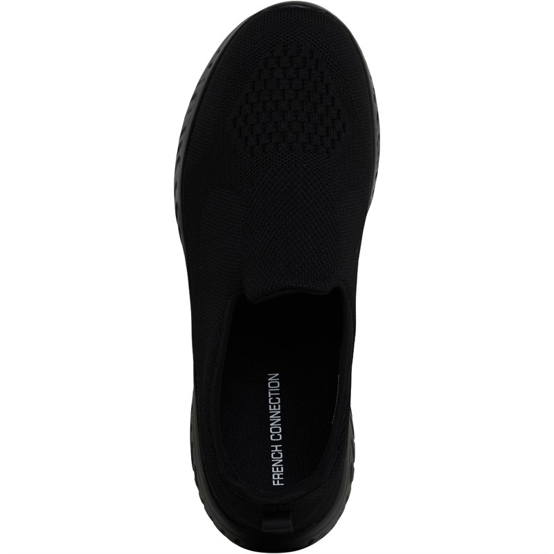 French Connection Mens V5 Slip-On Trainers Black Mono