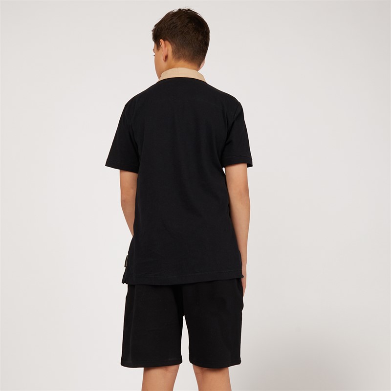 French Connection Boys Byline Short Sleeve Zip Polo And Shorts Set Marine/Sand/Stone
