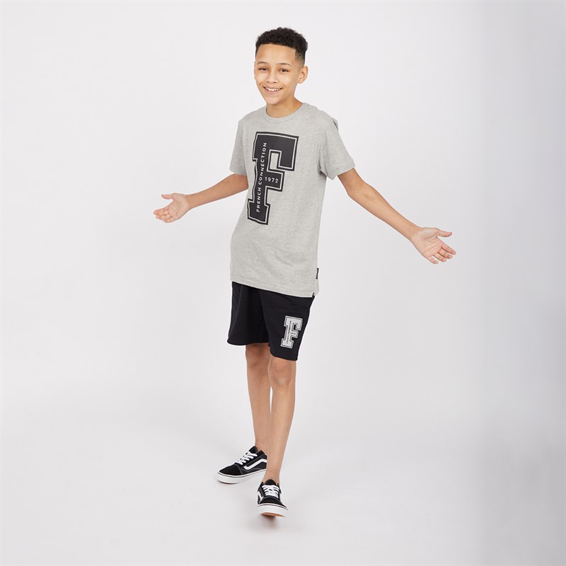 French Connection Boys Frantic T-Shirt And Shorts Set Light Grey Marl/Marine