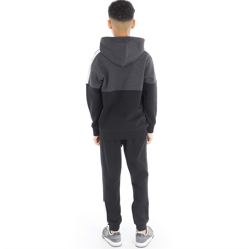 French Connection Boys Chopped Hoodie And Joggers Set Black/Charcoal Marl