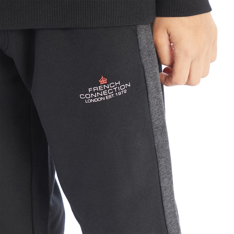 French Connection Boys Chopped Hoodie And Joggers Set Black/Charcoal Marl