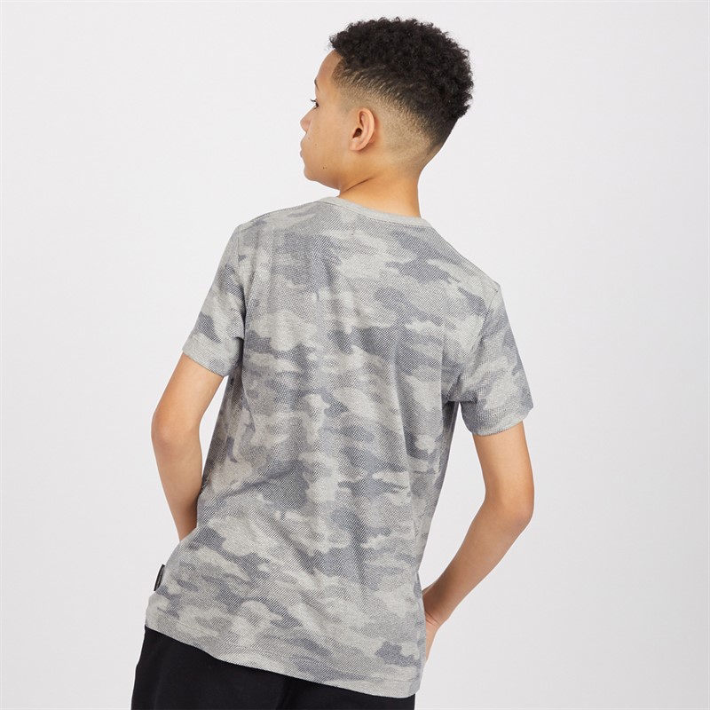 French Connection Boys Crest T-Shirt Grey Marl