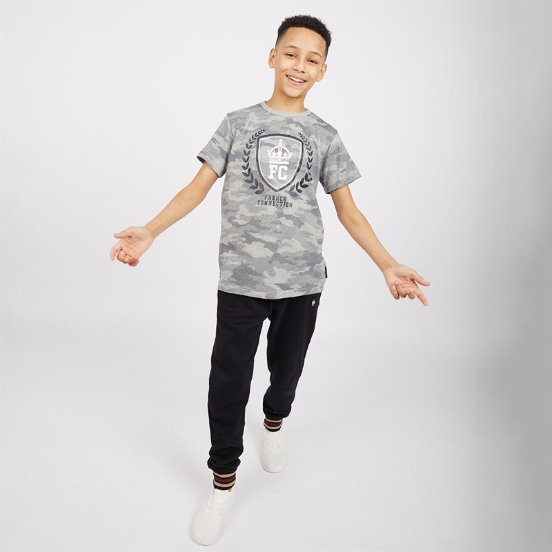 French Connection Boys Crest T-Shirt Grey Marl