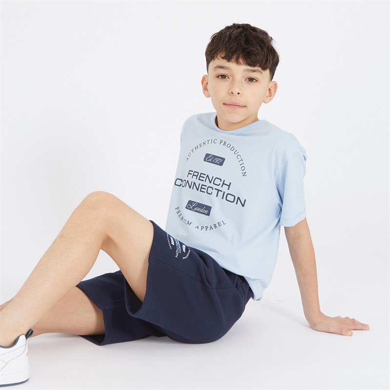 French Connection Boys Chord T-Shirt And Shorts Set Sky/Marine