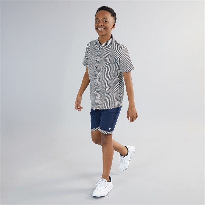 French Connection Drenge Edenfield Skjorte Og Shorts Sæt Marine/Off White