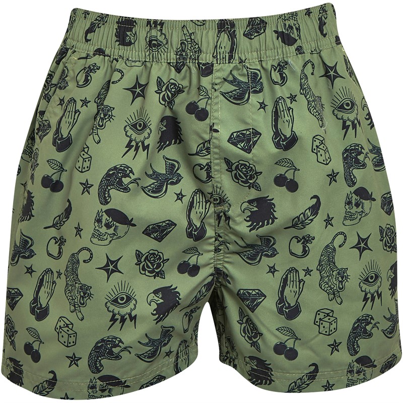 French Connection Boys Inked Swim Shorts Khaki