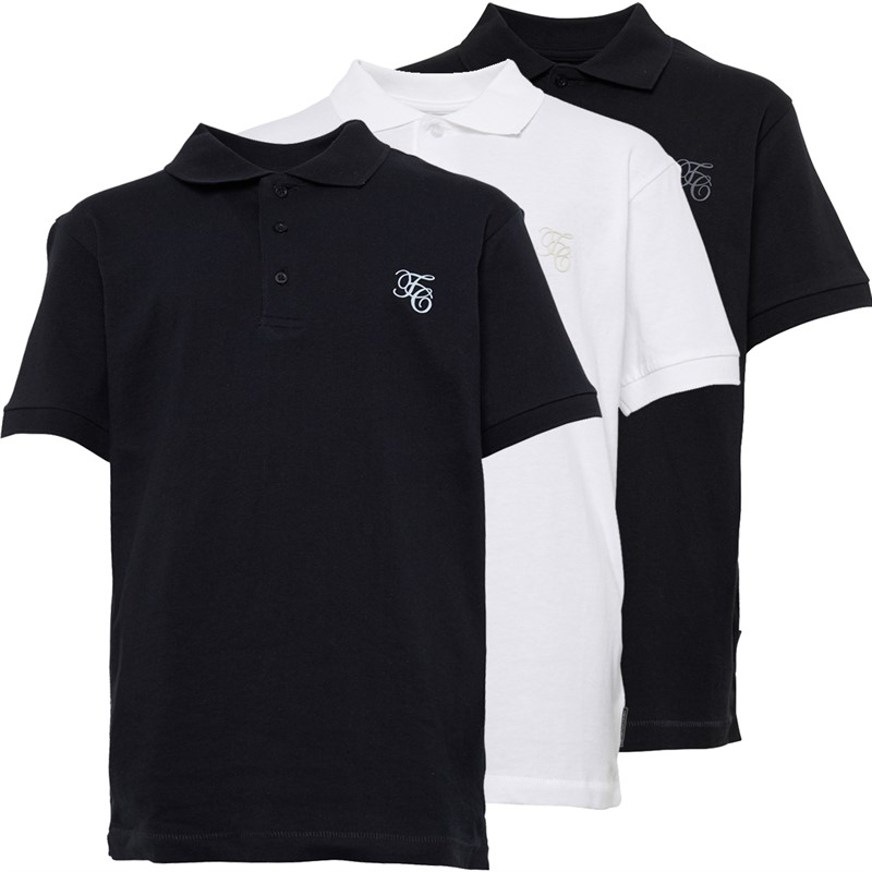French Connection Junge Drei Pack Polos Schwarz / Marine / Weiß
