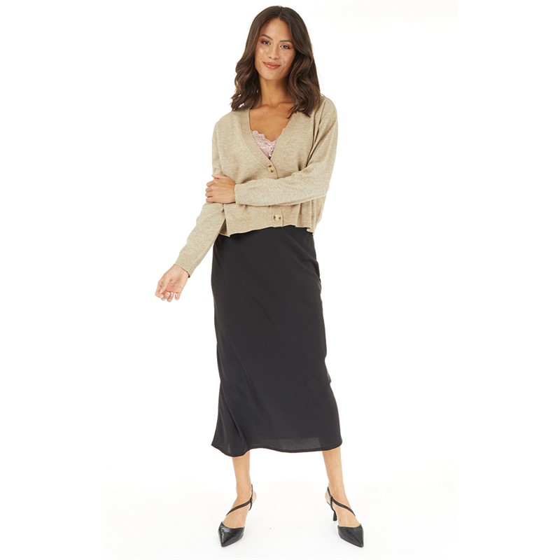 French Connection Womens Supersoft Cardigan Light Camel Melange