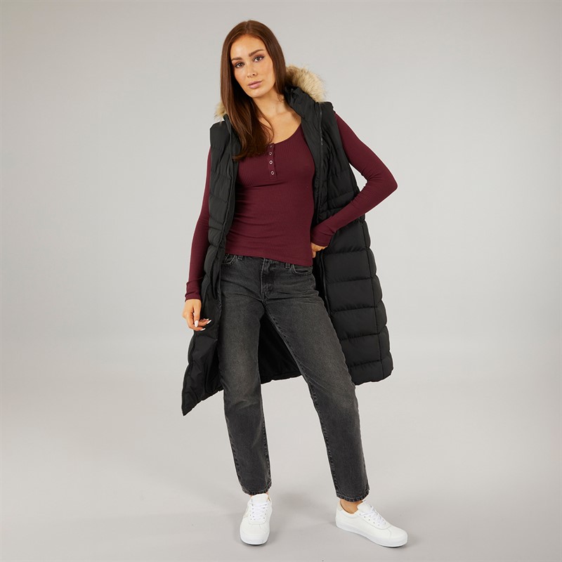 French Connection Womens Mid Length Chev Gilet Black