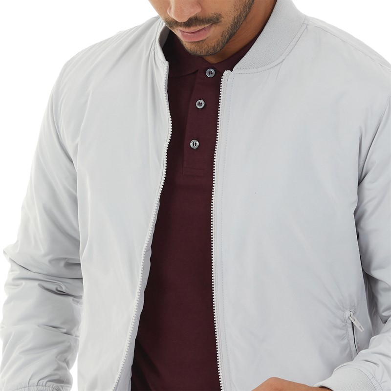 French Connection Mens Baseball Wad Tech Jacket Light Grey