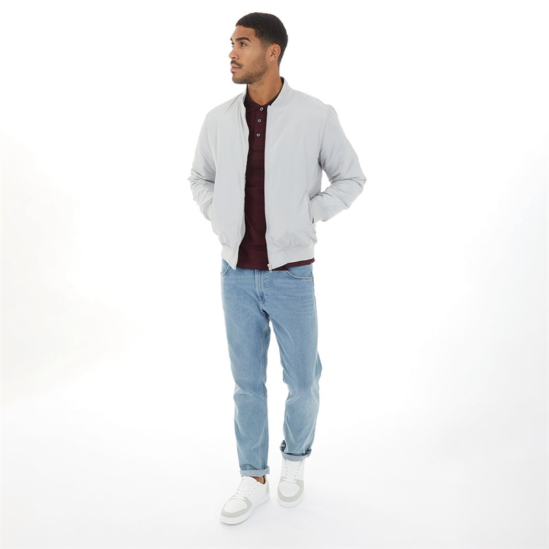 French Connection Mens Baseball Wad Tech Jacket Light Grey