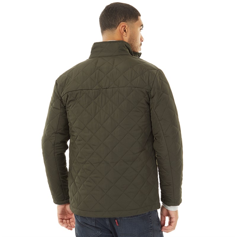 French Connection Mens Diamond Quilted Wad Jacket Khaki