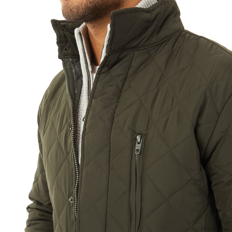 French Connection Mens Diamond Quilted Wad Jacket Khaki