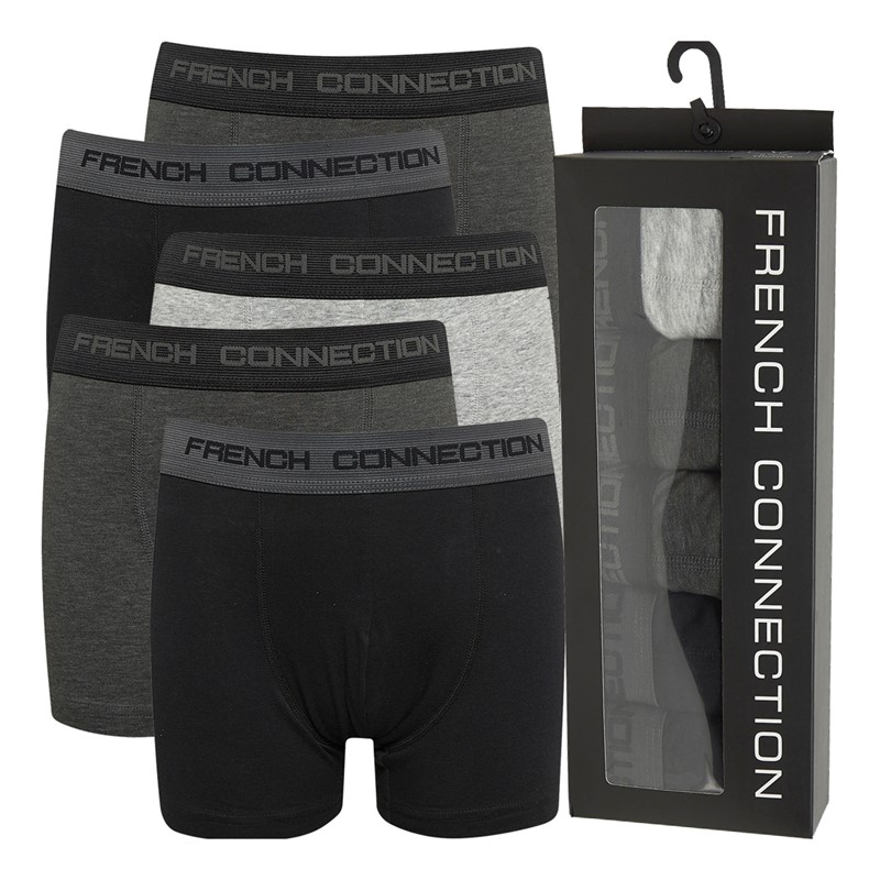 French Connection Boys Five Pack Boxers FC30 Grey/Black Mix