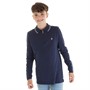 French Connection Boys Overarm Long Sleeve Polo Shirt Marine/Sky