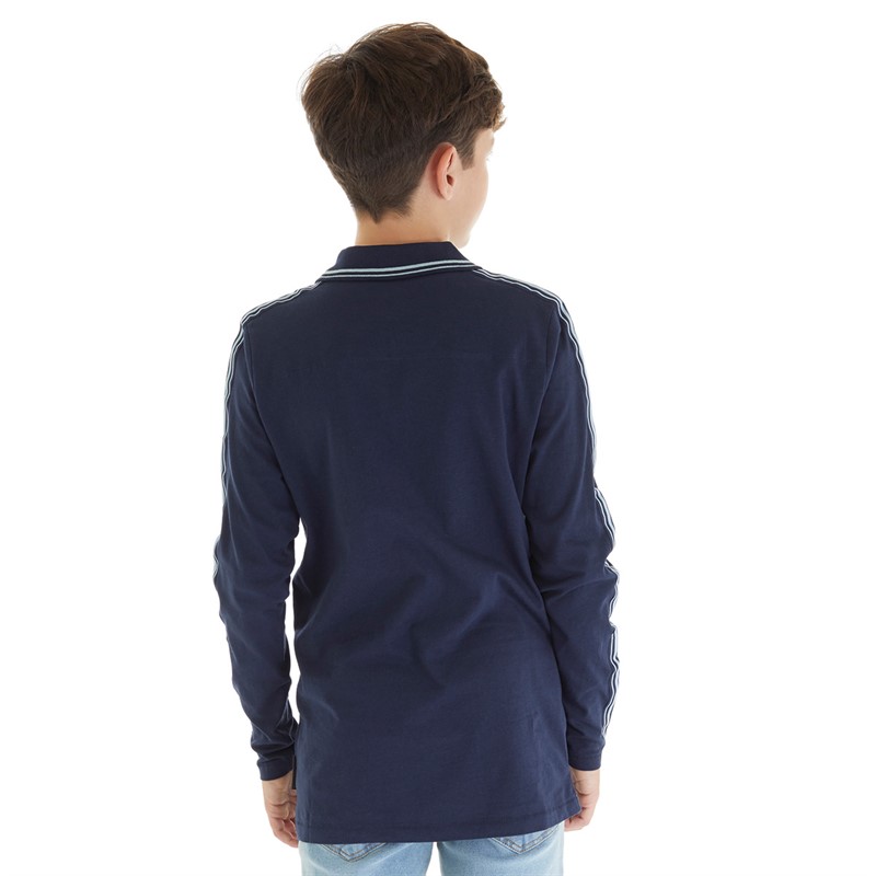 French Connection Boys Overarm Long Sleeve Polo Marine/Sky