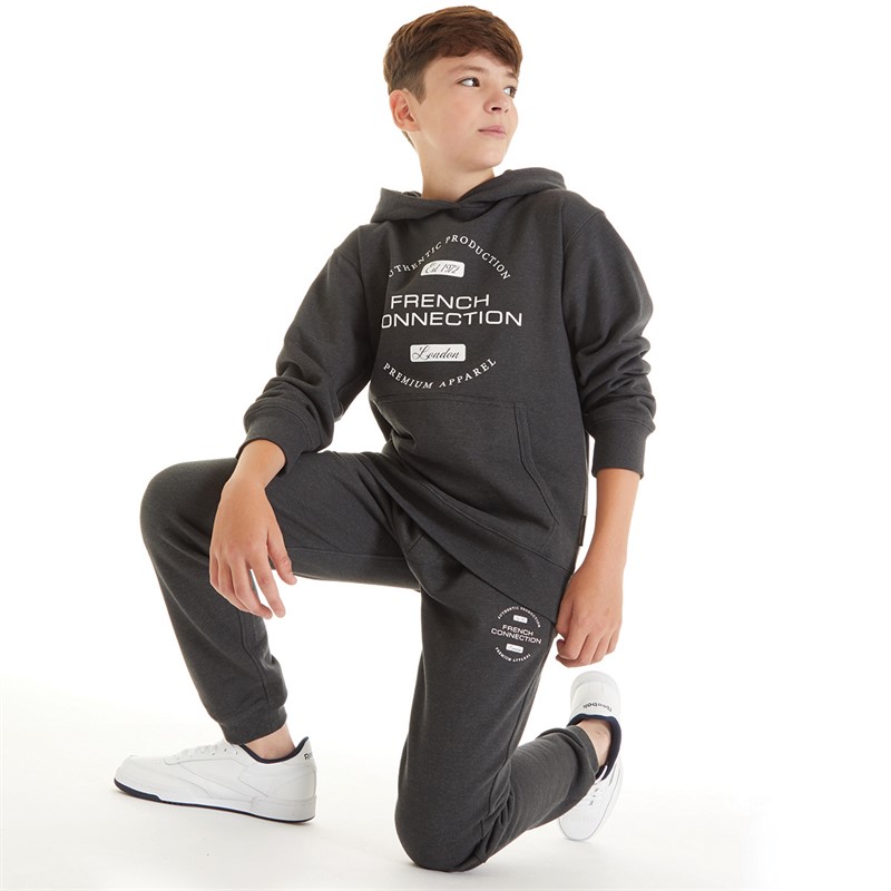French Connection Boys Perspex O Head Hoodie Charcoal Mel
