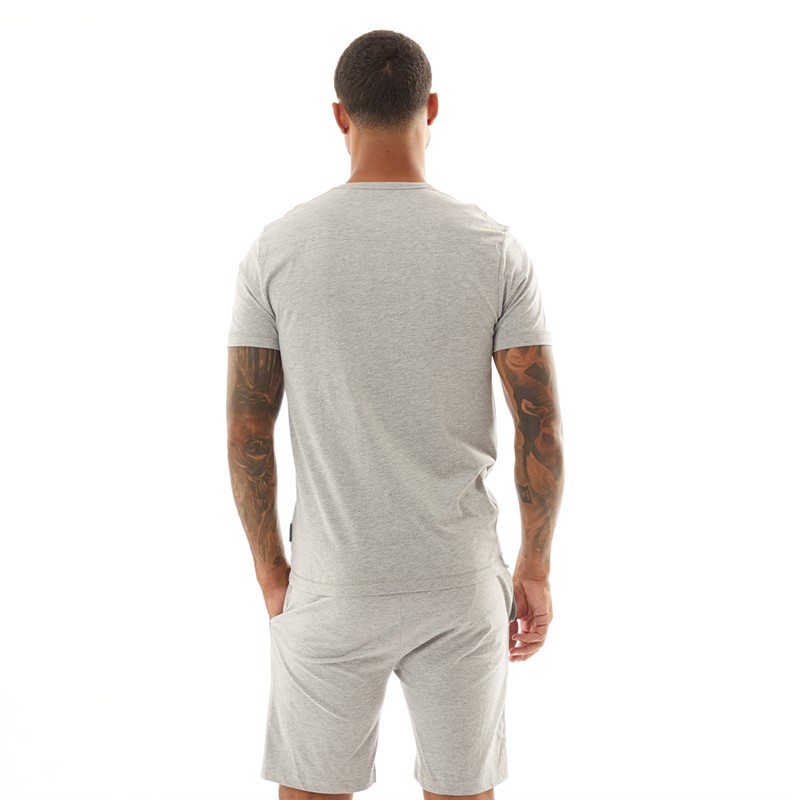 French Connection Mens Stack T-Shirt And Shorts Set Light Grey Marl