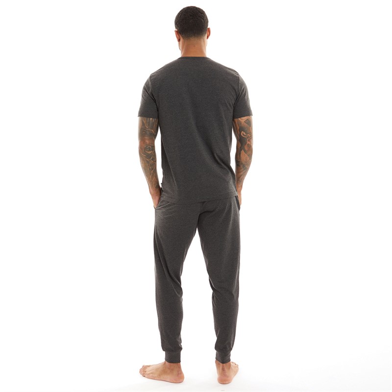 French Connection Mens Joggers And T-Shirt Lounge Set Charcoal Melange