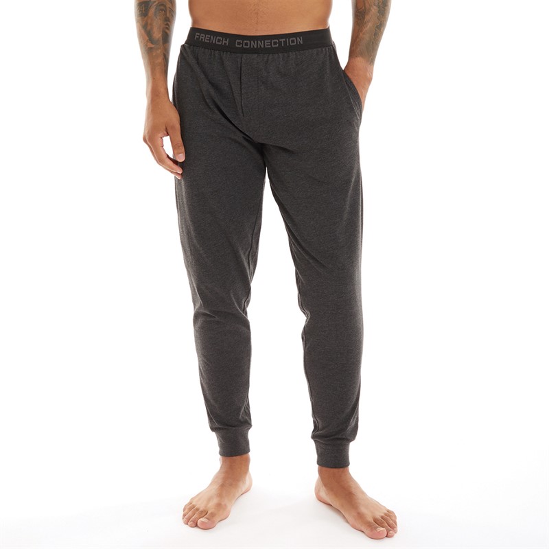 French Connection Mens Joggers And T-Shirt Lounge Set Charcoal Melange