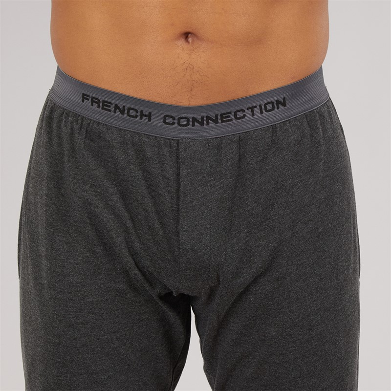 French Connection Mens Joggers And T-Shirt Lounge Set Charcoal Melange