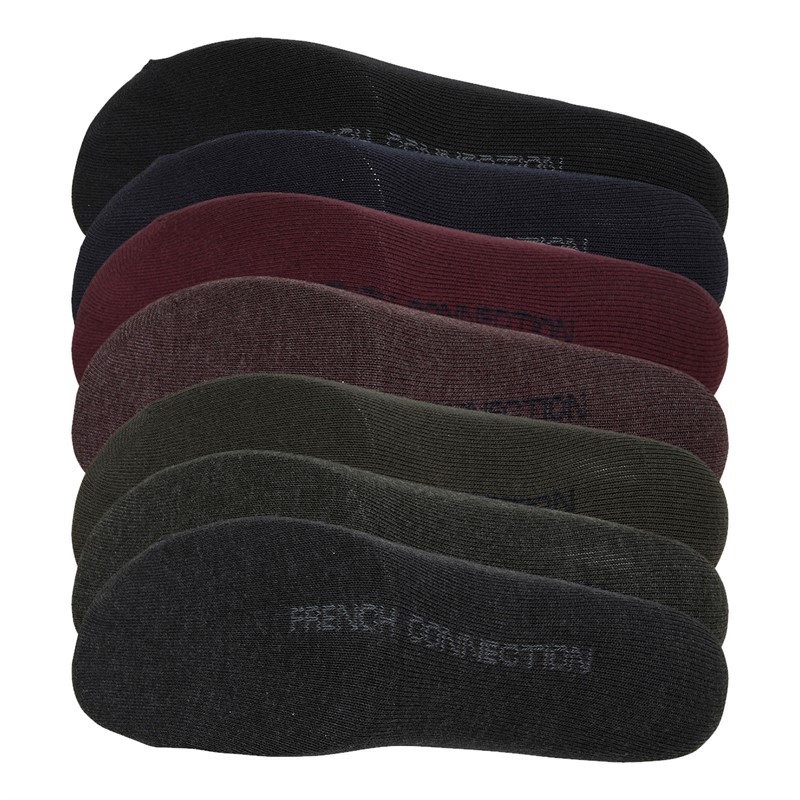 French Connection Mens Seven Pack Socks FC6 Black/Charcoal Melange/Marine/Chateaux/Chateaux Melange/Dark Green/Dark Green Melange