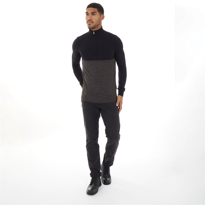 French Connection Mens Cash 1/2 Zip Jumper Marine/Charcoal Mel