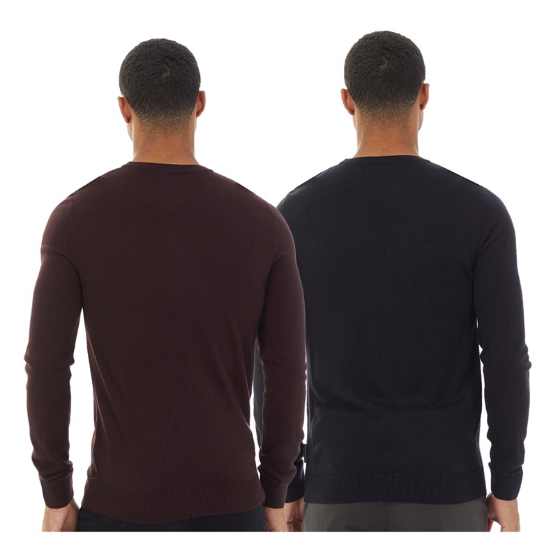French Connection Mens Cash Two Pack Jumpers Marine/Chateaux