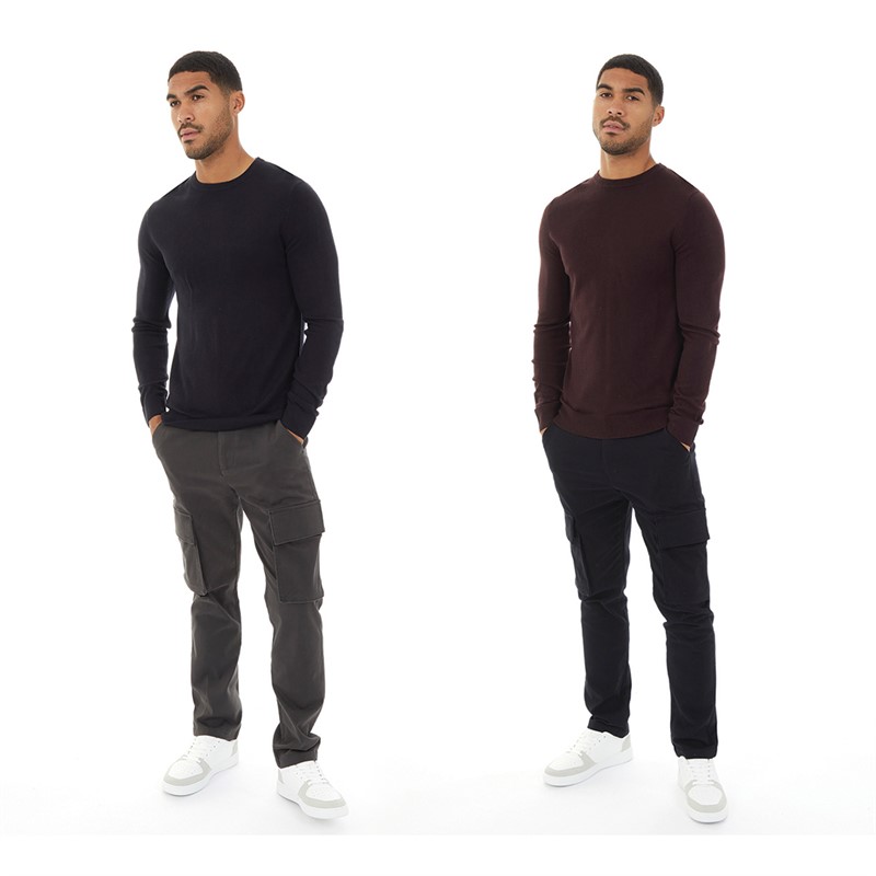 French Connection Mens Cash Two Pack Jumpers Marine/Chateaux