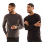 French Connection Herren Cashmere 2er-Pack Pullover Schwarz/Anthrazit Mel