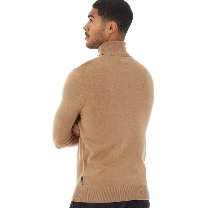 Buy French Connection Mens Cash Roll Neck Jumper Camel Mel