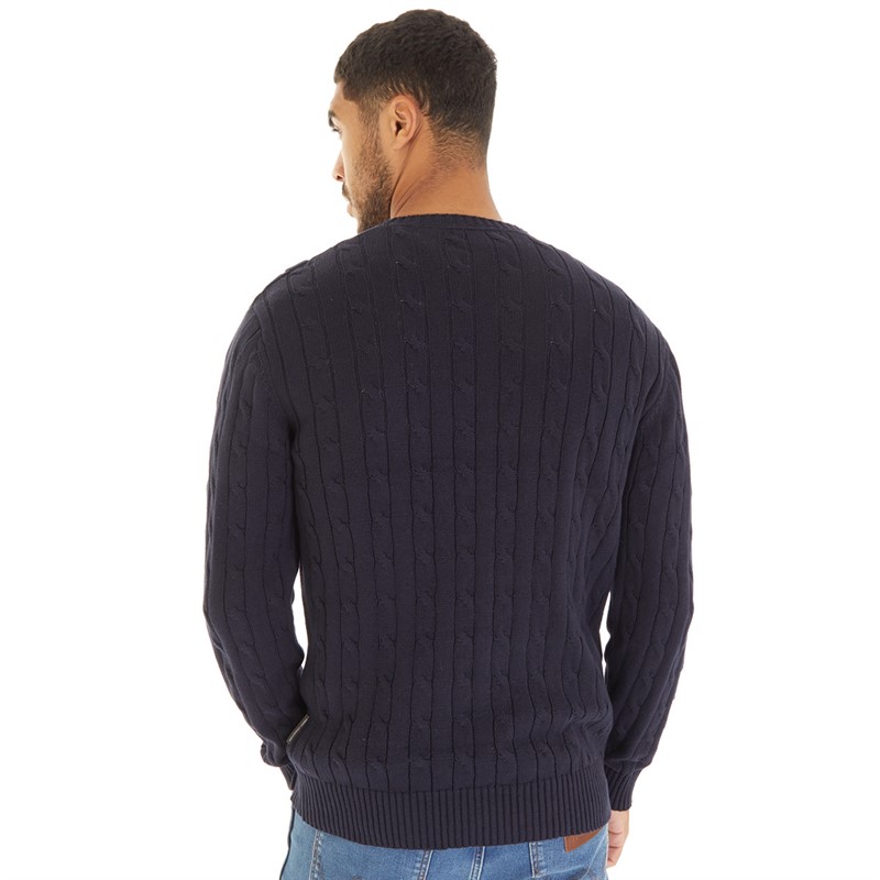 Buy French Connection Mens Cotton Cable Jumper Marine