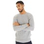 French Connection Mens Cotton Cable Jumper Light Grey Mel